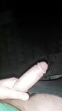 Peeing outside the backdoor at night with a soft semi hard snapshot 6