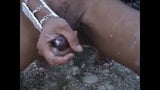 Hot Black Shemale Sucks a cock by the road and and jerks off snapshot 9