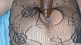 HUGE 10 INCH BLACK DILDO ENTERS MY SHAVED PUSSY AND MAKES ME CUM RICH snapshot 1