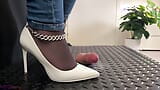 White Heels crush und stampfen - bootjob, shoejob, Ballbusting, CBT, trampeln, trampeln, high Heels, crush, stiletto snapshot 6