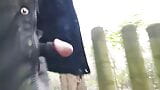 I walk in Public with my almost black painted an bondage Cock out of my Pants, Cock flash fun snapshot 7