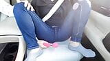 Perverted married woman is made to cum continuously in the passenger seat while driving. snapshot 1