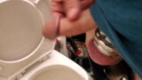 Penis at the toilet wearing balls weight, I want to cum snapshot 8