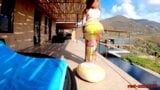 Redhead MILF Red XXX masturbating outside by the pool snapshot 3