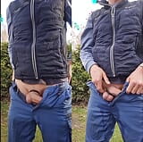 A cock ring vs cock / testicle ring. Worker in workwear pissing. What do you like better? Write it in the comments snapshot 10