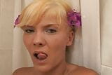 Hot and slim Gerrman lady pleasing a hard cock in the bathroom snapshot 4