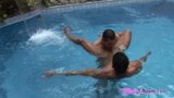 Latin muscle studs tease and fuck in the pool snapshot 5