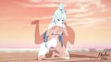 Kono Subarashii Goddes Aqua ditembusi di pantai snapshot 3