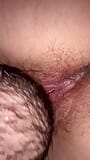 Wife facesitting and making me eat her thick and sweet pussy juice that drips from inside her hairy cunt snapshot 13