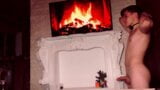 Very hot sex near the fireplace, doggy style, cum shot snapshot 2