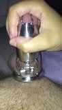 Wife forcing husband’s hard cock into chastity cage snapshot 6