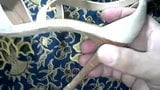 cum on wife's heel sandal. snapshot 4