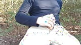 I jerk-off on a log on a windy day in the woods, public jerk-off. snapshot 13