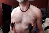Gay daddy muscle pig Clamping nips and flexing snapshot 6