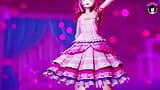 Sexy adolescente grossa em dança de vestido rosa + despir-se gradual (3D HENTAI) snapshot 3