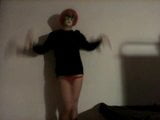 Shemale dance, red head, red panties, venice mask, horny ass snapshot 8