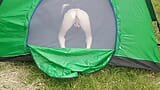 I spy on my stepsister masturbating in a tent outside and shaking with orgasm - Lesbian-illusion snapshot 2