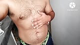 Indian Gym Trainer Showing his Hairy body bulge big cock and big ass in video call Underwear snapshot 1