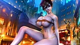 Tracer's Huge Tits Nearly Break the Band Wrapped Around Them As She Flexes snapshot 5