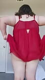 BBW Mastubates in Red Lingerie snapshot 2