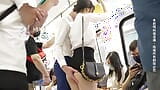 Une employée de bureau asiatique excitée se fait ravager pendant du sexe dans un métro public avec un orgasme snapshot 2