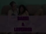 Danni rides Lavender Rayne's flesh-colored dildo on the living room couch snapshot 1