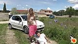 Blonde teen Sally hard fucked outdoor snapshot 15