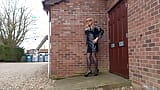 Tranny in PVC Masturbating in the Town snapshot 1