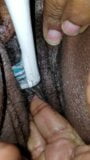 Ebony granny and her electric toothbrush snapshot 8