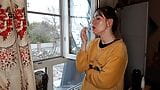 stepsister smokes a cigarette and drinks alcohol snapshot 1