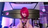 pink hair BDSM babe head in guillotine device snapshot 2