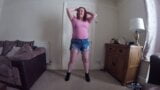 chubby British tart dancing in denim shorts snapshot 2