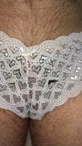 Pantym1's silver loveheart panties get wet snapshot 1