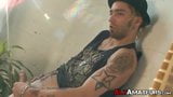 Sexy tattooed amateur jock jerks off while voyeur watches snapshot 8