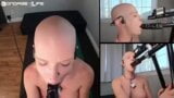 Advanced Dildo Training for sexy bald woman snapshot 17