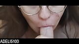 Chica nerd con gafas te chupa y traga tu semen snapshot 5