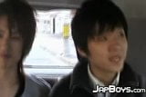 Japanese twinks kissing passionately in the back of the car snapshot 6