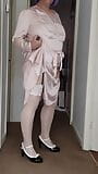 Caged crossdresser white stockings and satin snapshot 6