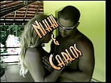 Sexy blonde tranny gets head from a buff stud outdoors then fucks him snapshot 1