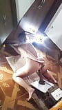 Hot Tanned Blonde, Yellow Panties, Giant Doggystyle Dildo 38x6, Panoramic Camera snapshot 6