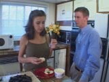 Hung young guy gets his cock sucked by hot brunette in the kitchen snapshot 2