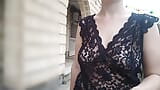 she walks around the city without a bra in a see-through blouse snapshot 4