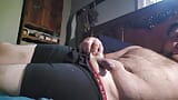 Good looking sexy man strokes cock is almost hard. snapshot 4