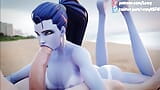 (Overwatch Widowmaker) Delicious blowjob on the beach (hot blowjob, 3D HENTAI UNCENSORED) by Lewy snapshot 4