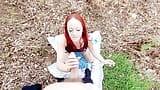 Outdoor forest smoking blowjob and jizz on Kitty's face snapshot 8