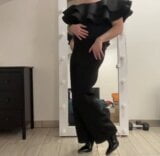 Evening ruffle jumpsuit on tranny sissy boy ready for night snapshot 2