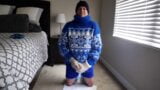내 양모와 스웨터 페티쉬를 즐기는 빅 블루 모헤어 스웨터 snapshot 8