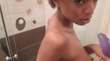 Ebony Dildo Fuck in Shower snapshot 8