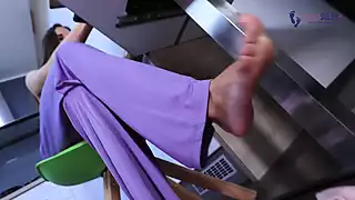 Office Foot Voyeur and a Young Pretty Assistent: Brunette Porn by ...