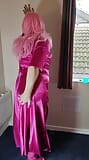 Sexy crossdresser in full hot pink satin snapshot 7